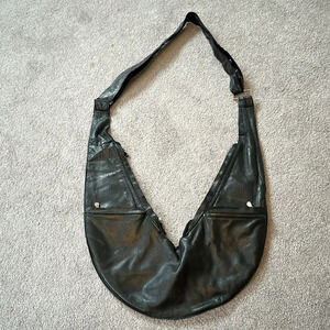 SASH Black Genuine Leather Bag Worn Soft USED